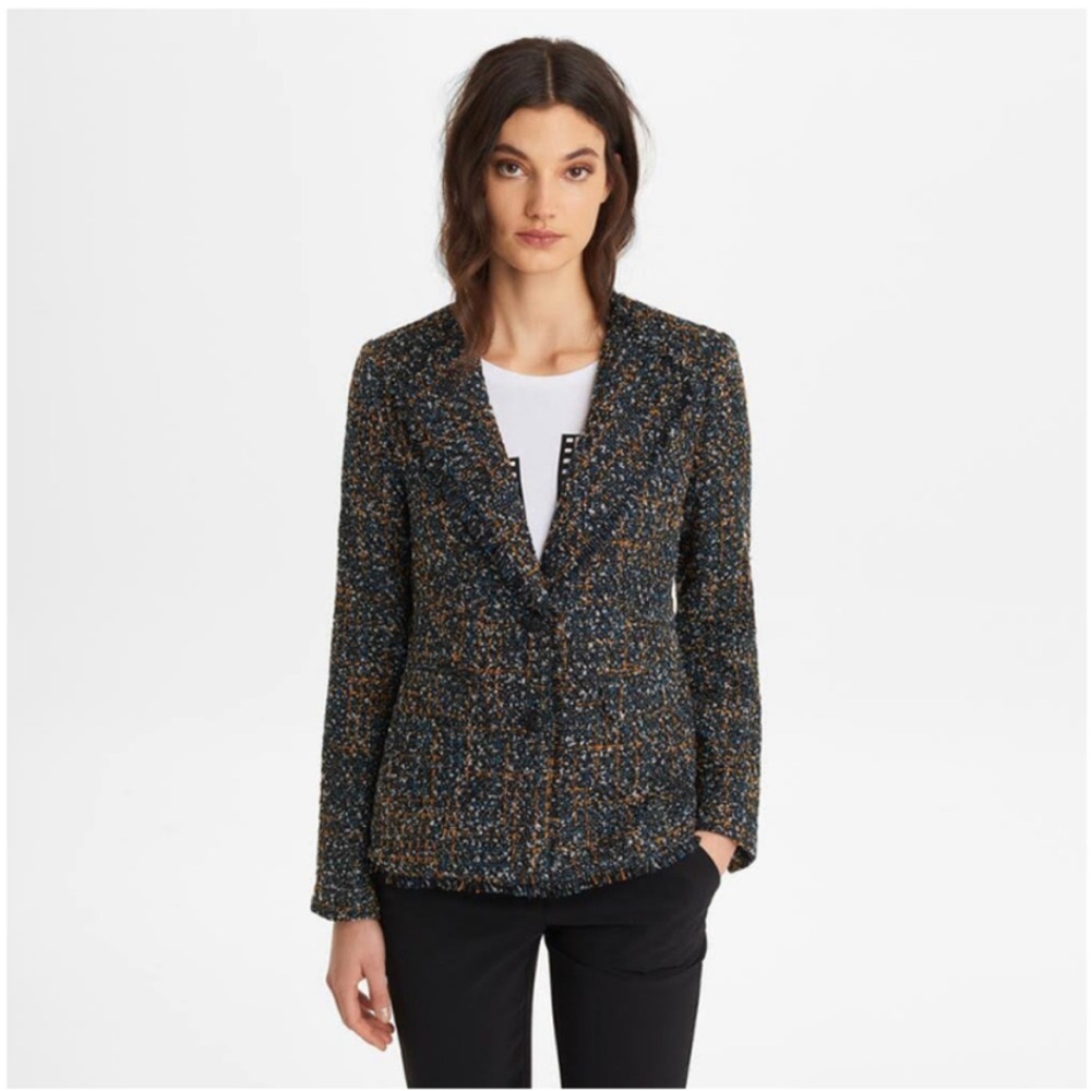 Karl Lagerfeld Tweed Fringe Blazer